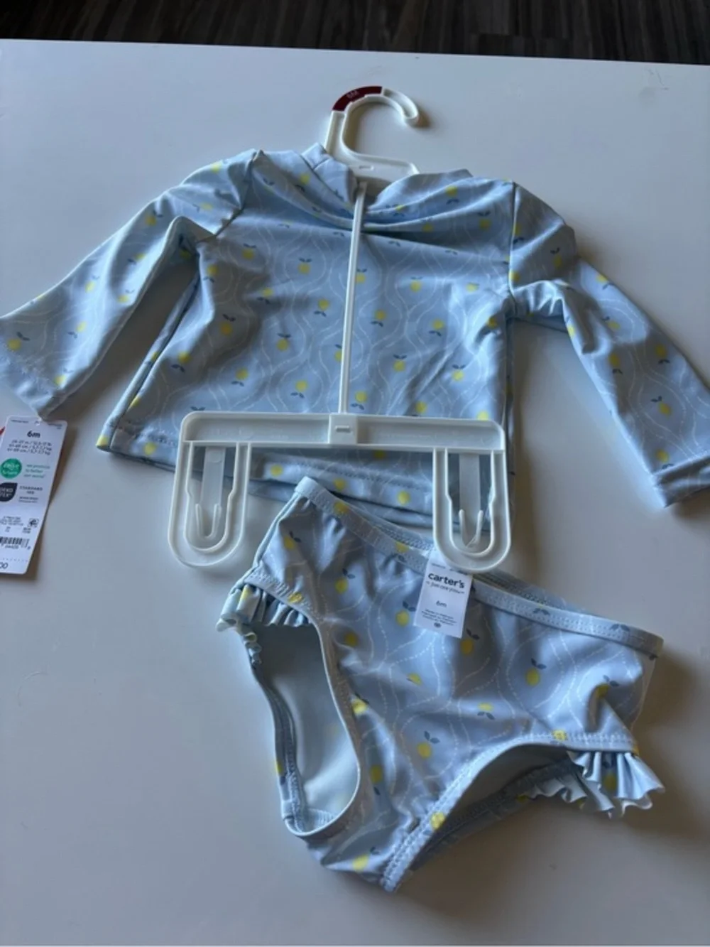 Carter's Light Blue Rash Guard Swim Set with Yellow Lemon Print